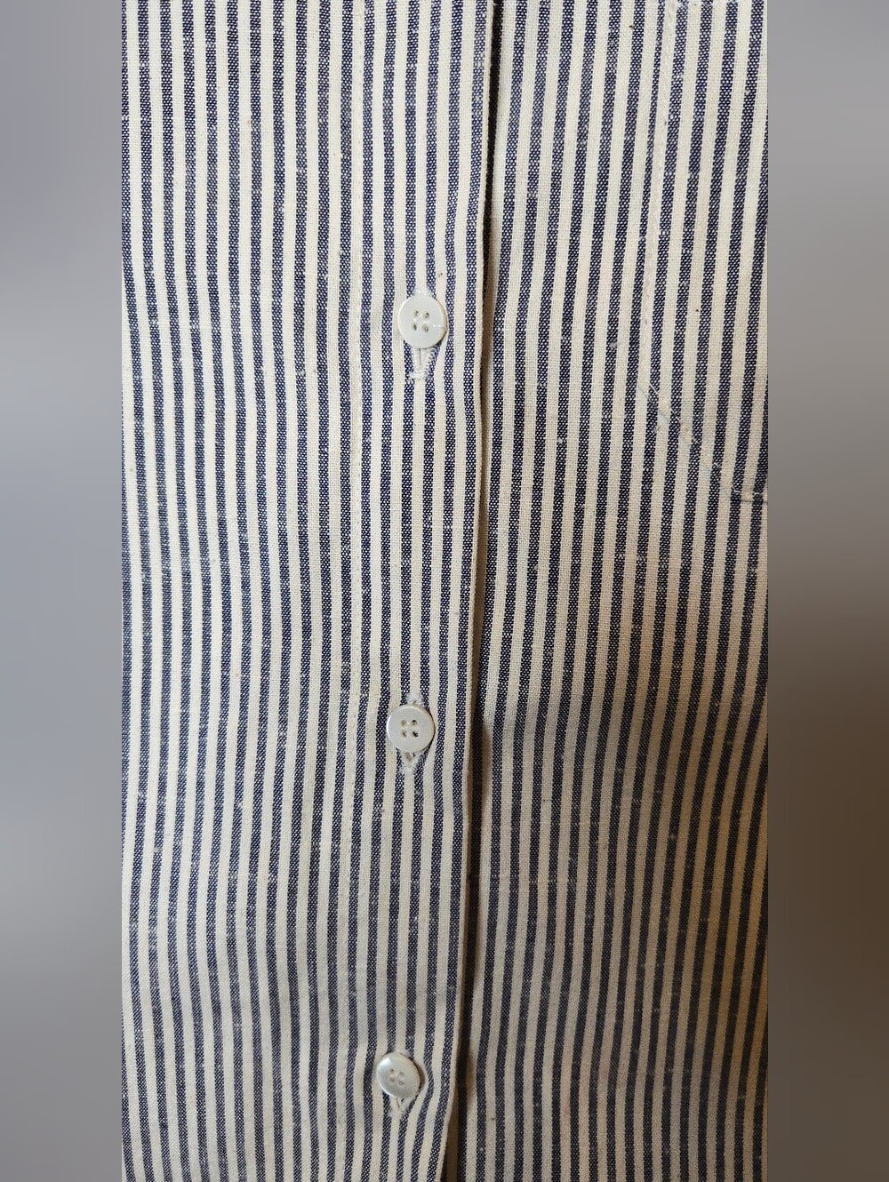 Sezane Tomboy Poplin Stripes Ecru/Blue Button-Up Shirt Women's XS/2 - Picture 3 of 8
